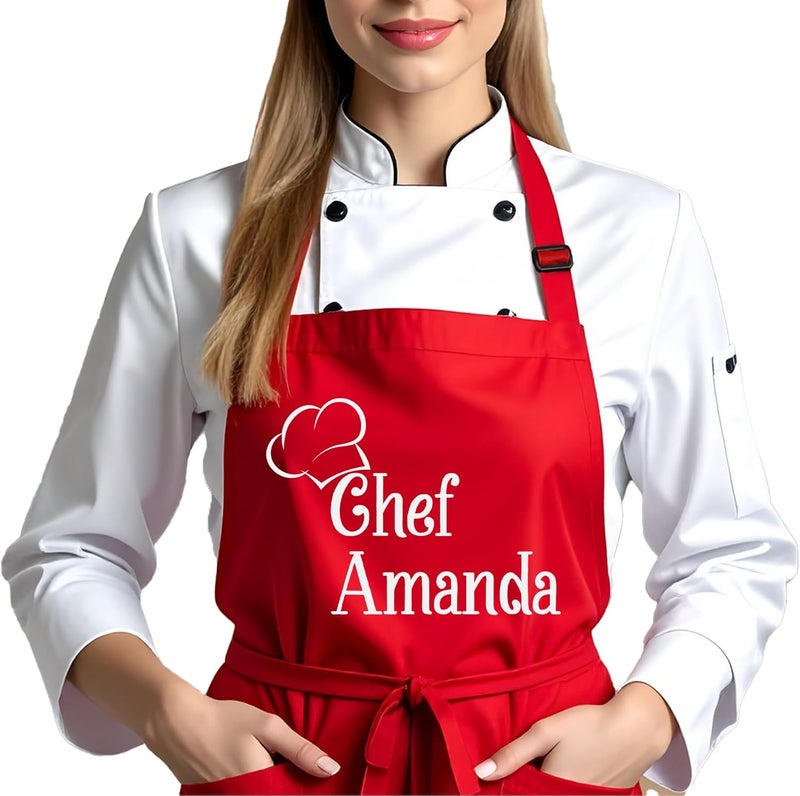 Handmade Chef Apron with Custom Name, Personalized Gifts for Men, Gifts for Women, Aprons for Women with Pockets, Valentines Day Gifts, Father's Day Gifts, Christmas Gifts, Anniversary, Mother's Day Gifts - Image 2
